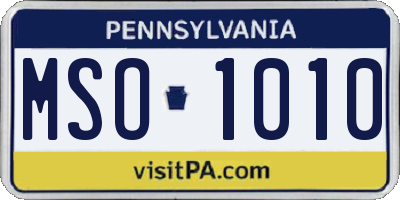 PA license plate MSO1010