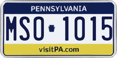 PA license plate MSO1015