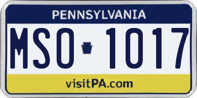 PA license plate MSO1017