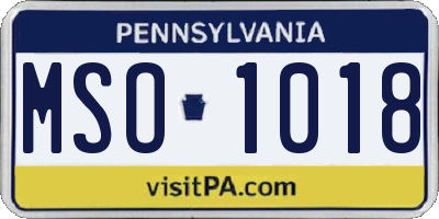 PA license plate MSO1018