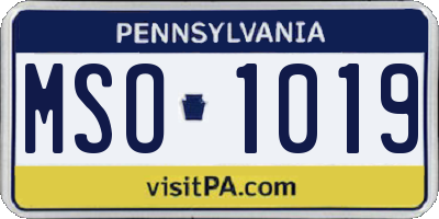 PA license plate MSO1019