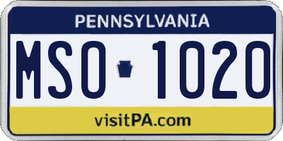 PA license plate MSO1020
