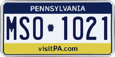 PA license plate MSO1021