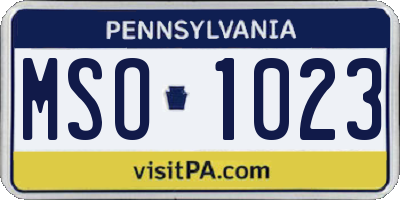 PA license plate MSO1023