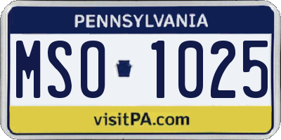 PA license plate MSO1025