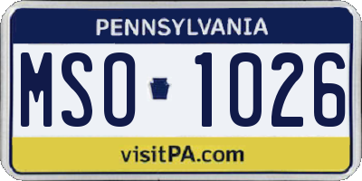 PA license plate MSO1026