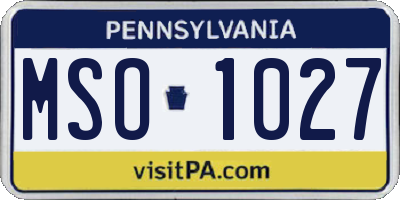 PA license plate MSO1027