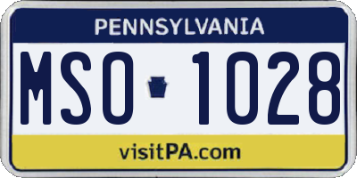 PA license plate MSO1028