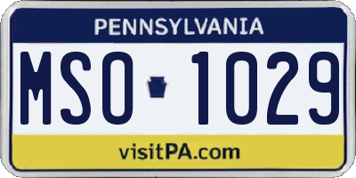 PA license plate MSO1029