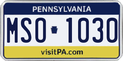 PA license plate MSO1030
