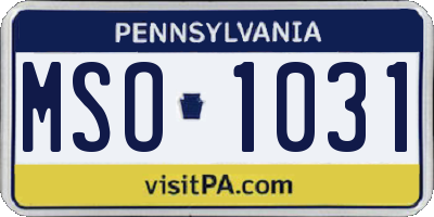 PA license plate MSO1031