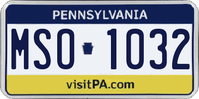 PA license plate MSO1032