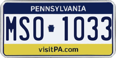 PA license plate MSO1033