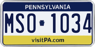 PA license plate MSO1034