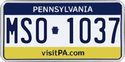 PA license plate MSO1037