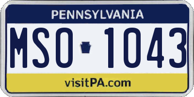 PA license plate MSO1043