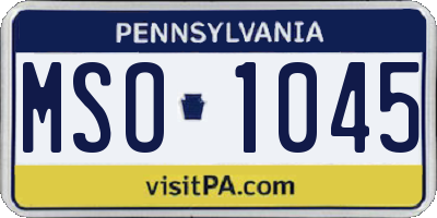 PA license plate MSO1045