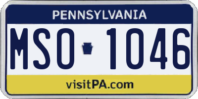 PA license plate MSO1046