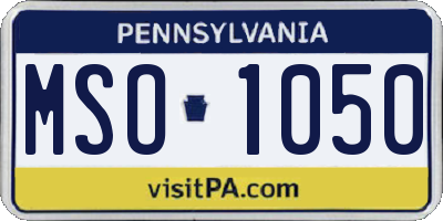PA license plate MSO1050