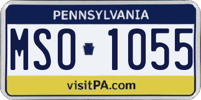 PA license plate MSO1055