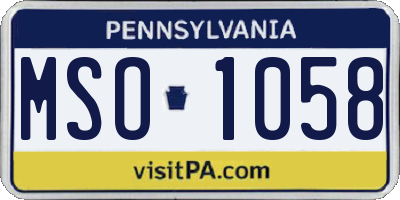 PA license plate MSO1058