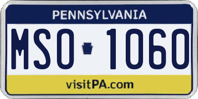 PA license plate MSO1060