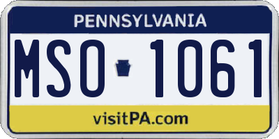 PA license plate MSO1061