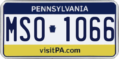 PA license plate MSO1066