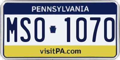 PA license plate MSO1070