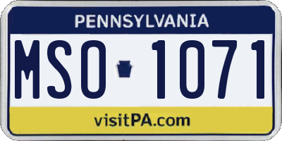 PA license plate MSO1071