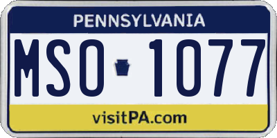 PA license plate MSO1077