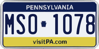 PA license plate MSO1078