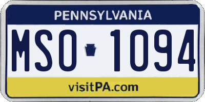 PA license plate MSO1094
