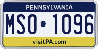 PA license plate MSO1096