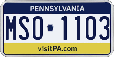 PA license plate MSO1103