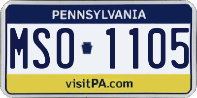 PA license plate MSO1105