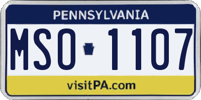 PA license plate MSO1107