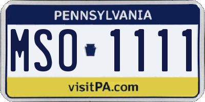 PA license plate MSO1111