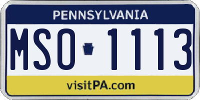 PA license plate MSO1113