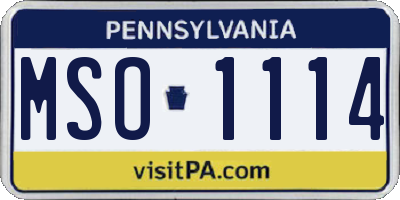PA license plate MSO1114