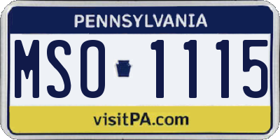 PA license plate MSO1115