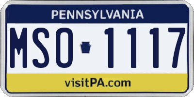 PA license plate MSO1117