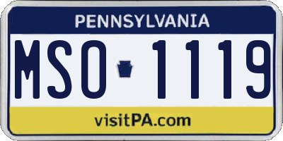 PA license plate MSO1119