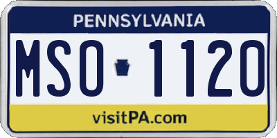 PA license plate MSO1120