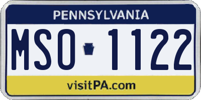 PA license plate MSO1122