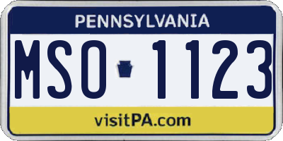 PA license plate MSO1123