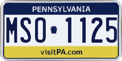 PA license plate MSO1125