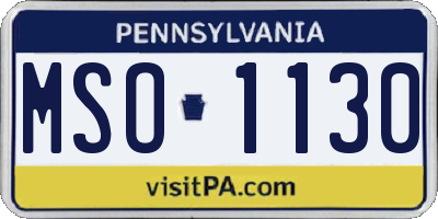 PA license plate MSO1130