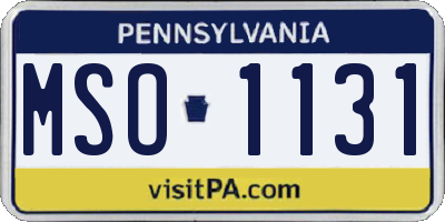 PA license plate MSO1131