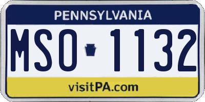 PA license plate MSO1132